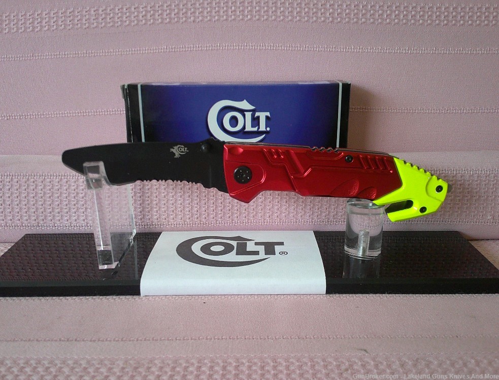NIB Colt Emergency Rescue Knife W/Belt Cutter Glass Breaker & Pocket Clip!-img-1