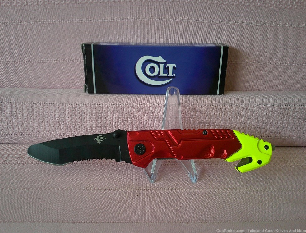 NIB Colt Emergency Rescue Knife W/Belt Cutter Glass Breaker & Pocket Clip!-img-3