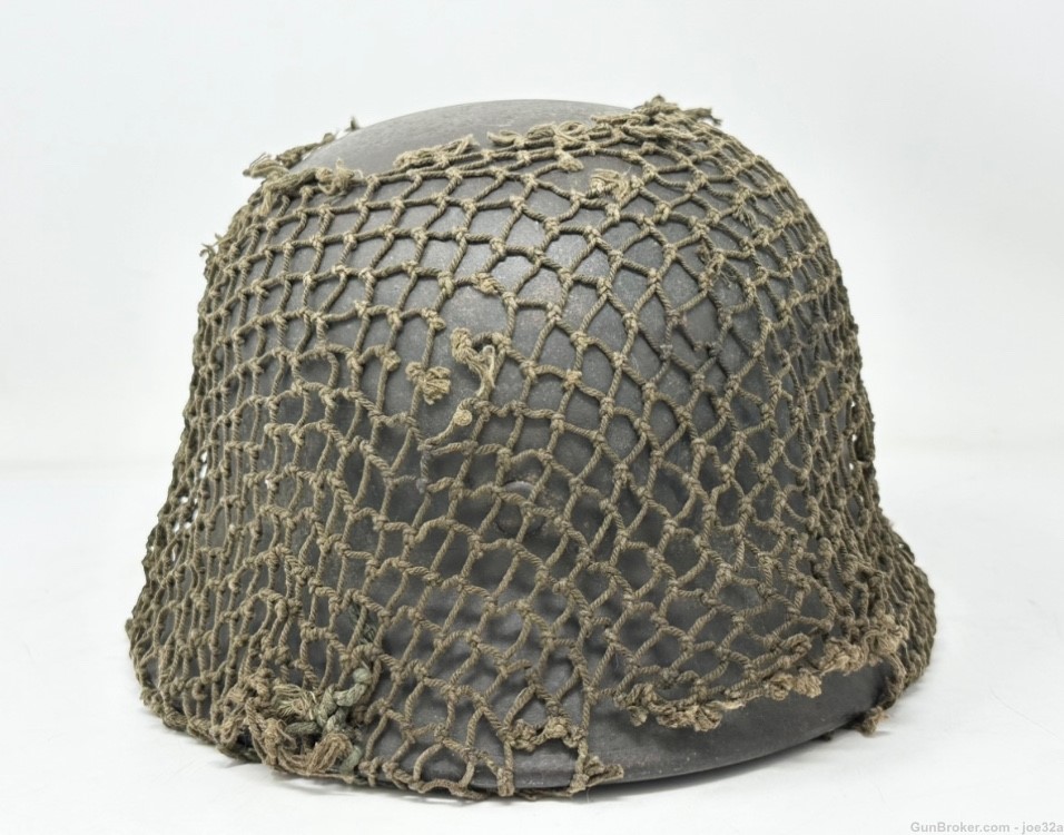 WW2 German ND M40 Camo Netted Helmet Named Q66 WWII Vet bringback uniform -img-5