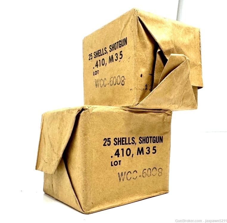 2 boxes, 25 Rounds Per box, .410 M35 Shotgun US Mil Survival Shells WCC -img-0