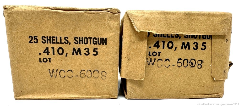 2 boxes, 25 Rounds Per box, .410 M35 Shotgun US Mil Survival Shells WCC -img-1