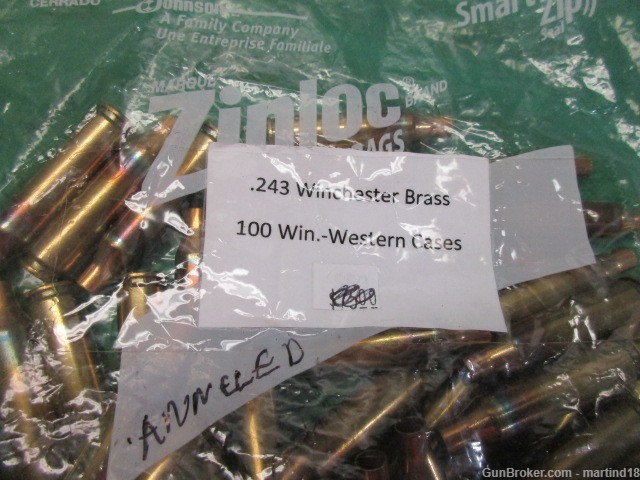 243 Winchester NEW Brass Cases Winchester Western 100-Ct Annealed-img-1