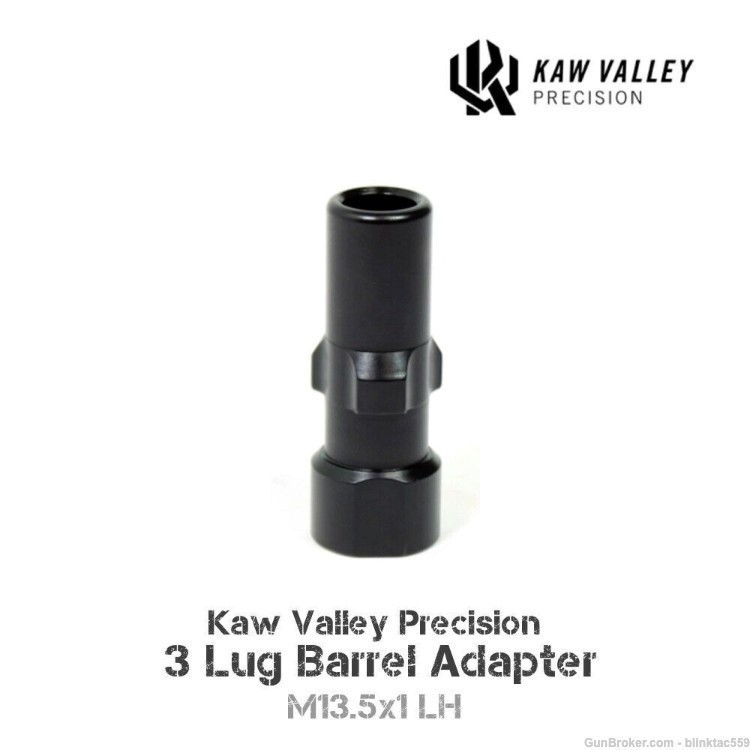 Kaw Valley Precision 3 Lug Barrel Adapter - M13.5x1 LH Left Hand Thread-img-0