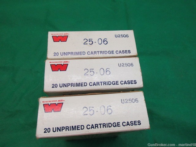 3 Boxes NEW Winchester 25-06 Brass Cases 60-Rds Annealed-img-1