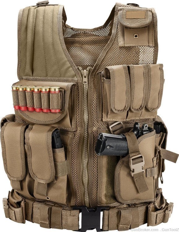 GTZ Tan Tactical Cross Draw Vest EXCELLENT QUALITY! Best on GB!-img-0