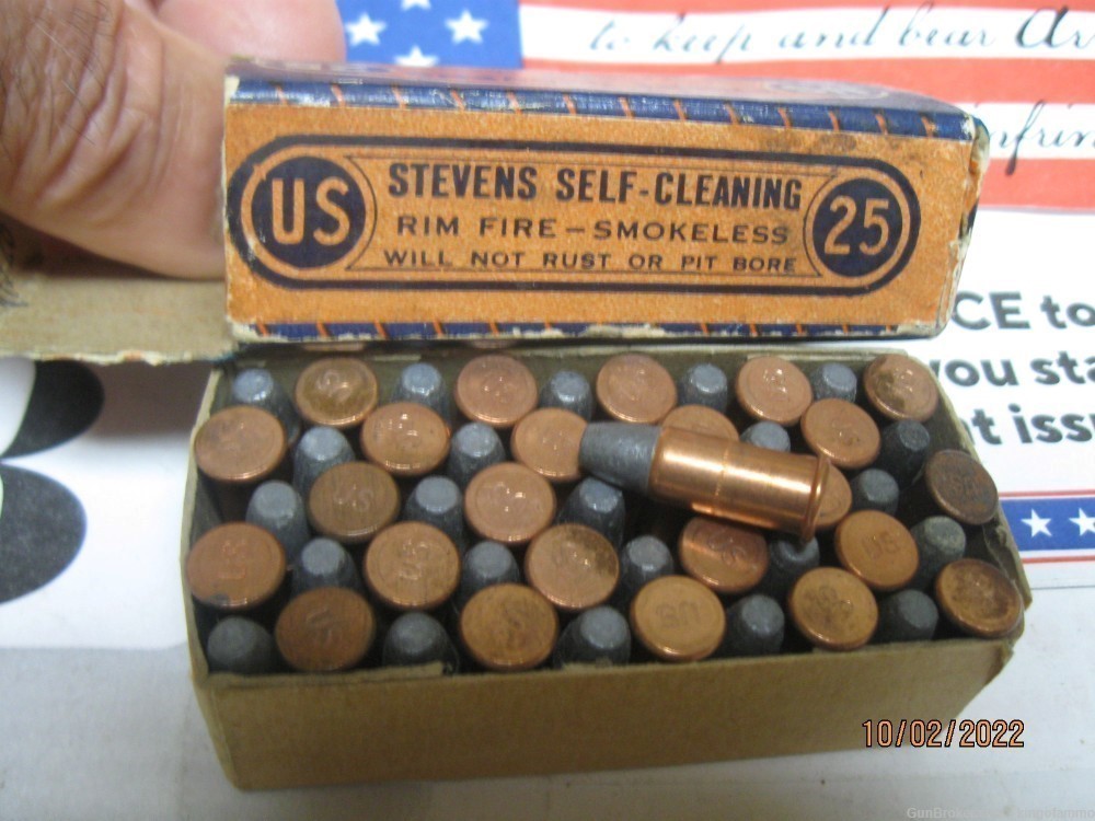 Scarce Original Box 25 Short Stevens RF Vintage Colorful US Cartridge Ammo-img-5