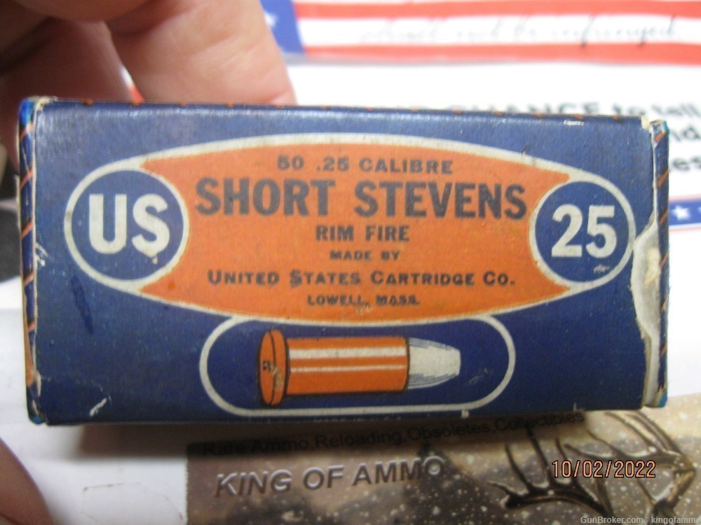 Scarce Original Box 25 Short Stevens RF Vintage Colorful US Cartridge Ammo-img-1