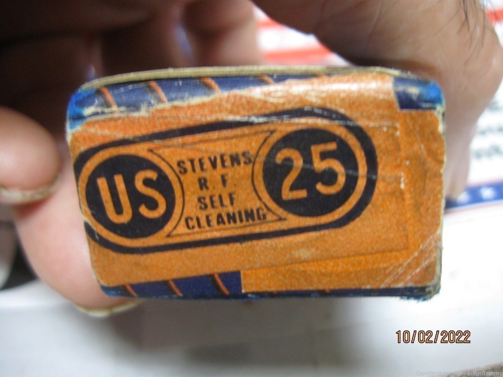 Scarce Original Box 25 Short Stevens RF Vintage Colorful US Cartridge Ammo-img-4