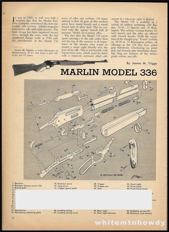 1957 MARLIN 336 Parts List 2pg Assembly Article-img-0