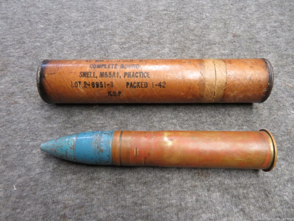 WWII US M55A1 PRACTICE SHELL FOR M4 37MM AUTOMATIC CANNON-DATED 1941-img-0
