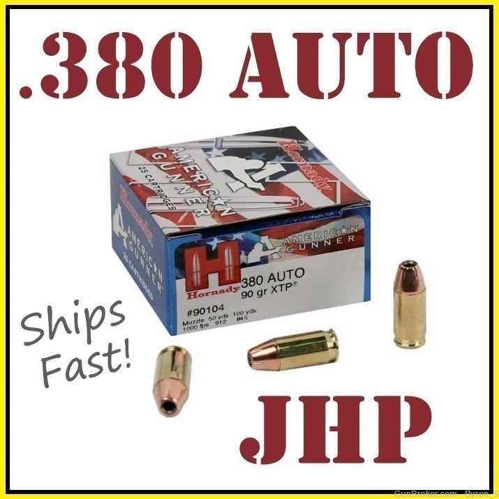 25rds Hornady American Gunner™ .380 AUTO 90gr XTP JHP 90104 + FAST SHIP-img-0