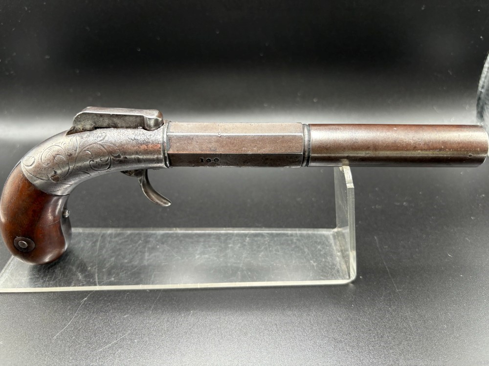 Rare Antique Allen's Patent .36cal Bar hammer single shot pistol-img-5