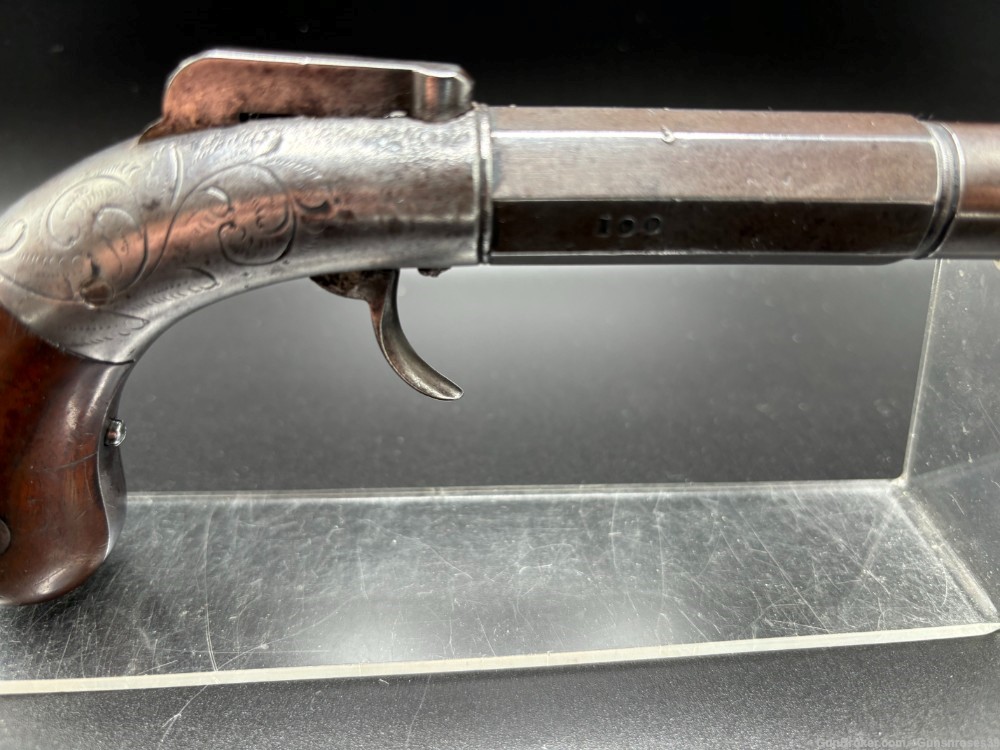 Rare Antique Allen's Patent .36cal Bar hammer single shot pistol-img-7
