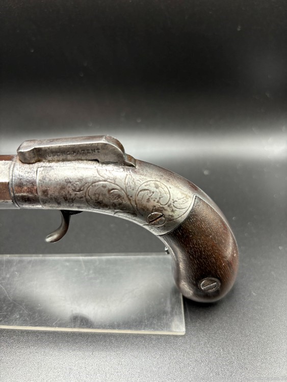 Rare Antique Allen's Patent .36cal Bar hammer single shot pistol-img-3