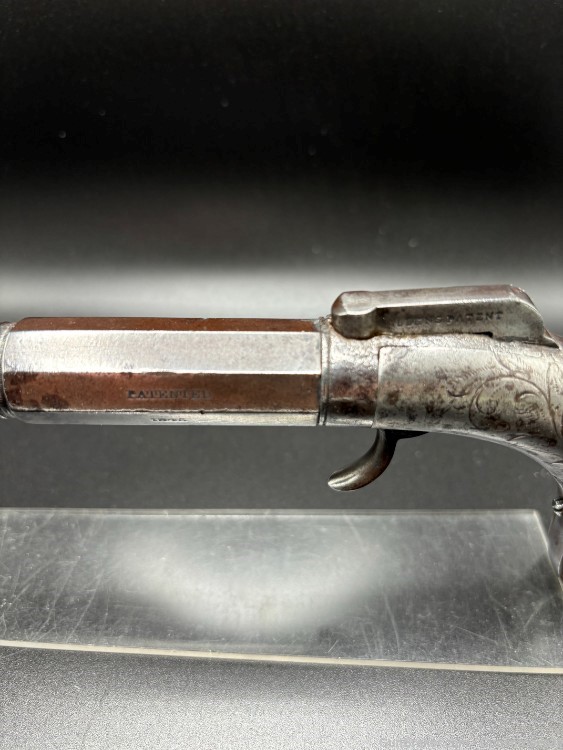Rare Antique Allen's Patent .36cal Bar hammer single shot pistol-img-2