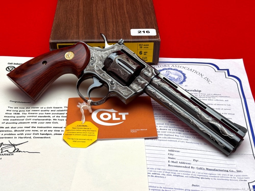 1978 Colt Python Blue Finish 6" .357 Mag *FULL COVERAGE HAND ENGRAVED*-img-4