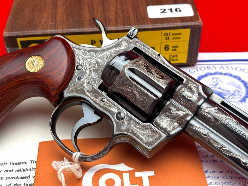 1978 Colt Python Blue Finish 6" .357 Mag *FULL COVERAGE HAND ENGRAVED*-img-6