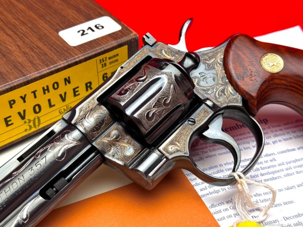 1978 Colt Python Blue Finish 6" .357 Mag *FULL COVERAGE HAND ENGRAVED*-img-2