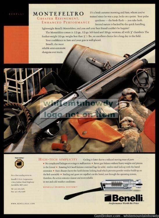 2001 BENELLI Montefeltro Shotgun Vintage PRINT AD-img-0