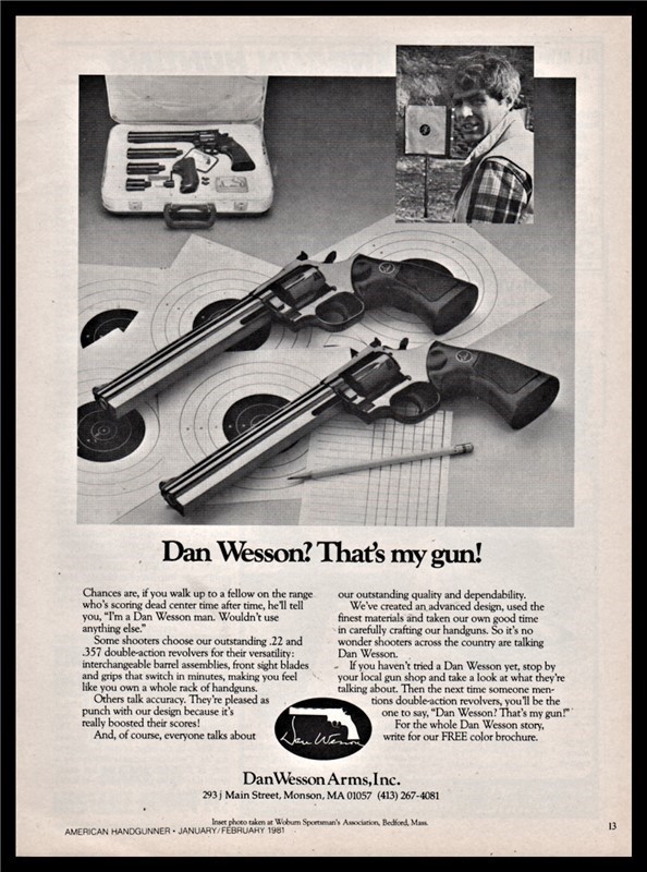 1980 DAN WESSON .22 & .357 Revolver PRINT AD-img-0