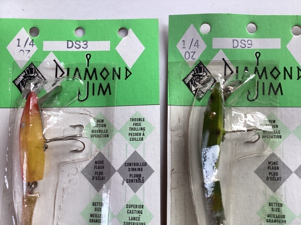 2 DIAMOND JIM Fishing Lures, VINTAGE NEW OLD STOCK 1976, DS3 & DS9 -img-11