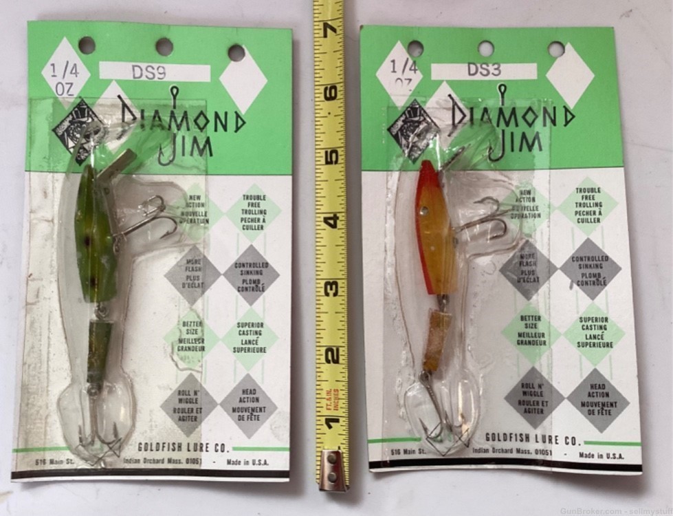 2 DIAMOND JIM Fishing Lures, VINTAGE NEW OLD STOCK 1976, DS3 & DS9 -img-10