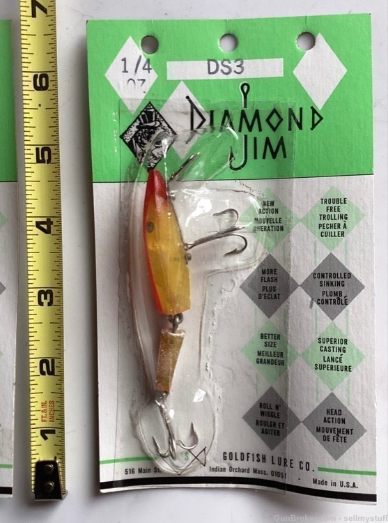 2 DIAMOND JIM Fishing Lures, VINTAGE NEW OLD STOCK 1976, DS3 & DS9 -img-6