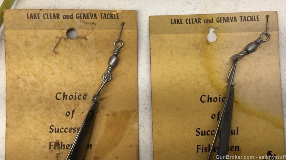 3 Vintage Lake Clear & Geneva Tackle  Spinners on Cards, New old stock,-img-0