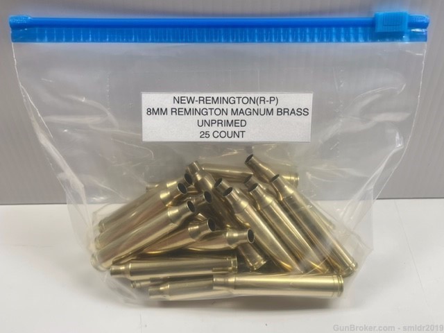 New! Remington 8mm Remington Magnum Brass Unprimed 25 Count and More!-img-1