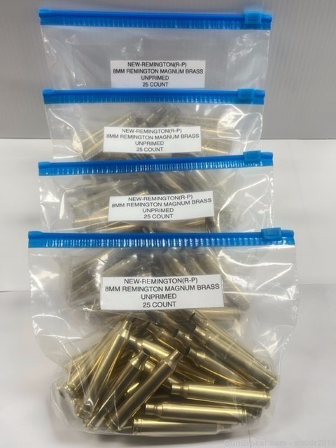 New! Remington 8mm Remington Magnum Brass Unprimed 25 Count and More!-img-0