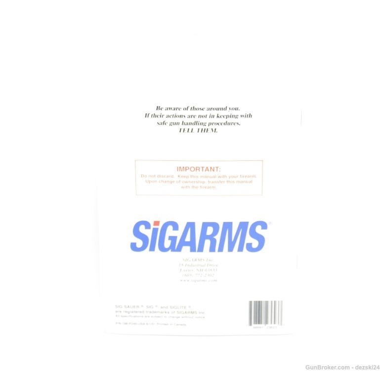 SIG ARMS SIG SAUER INSTRUCTION MANUAL/BOOKLET 220 225 226 228 229 239 245-img-1