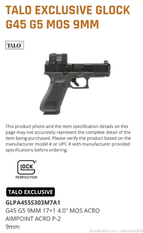 Glock G45 Gen5 MOS w/ Aimpoint ARCO P2 Talo Ed-img-0