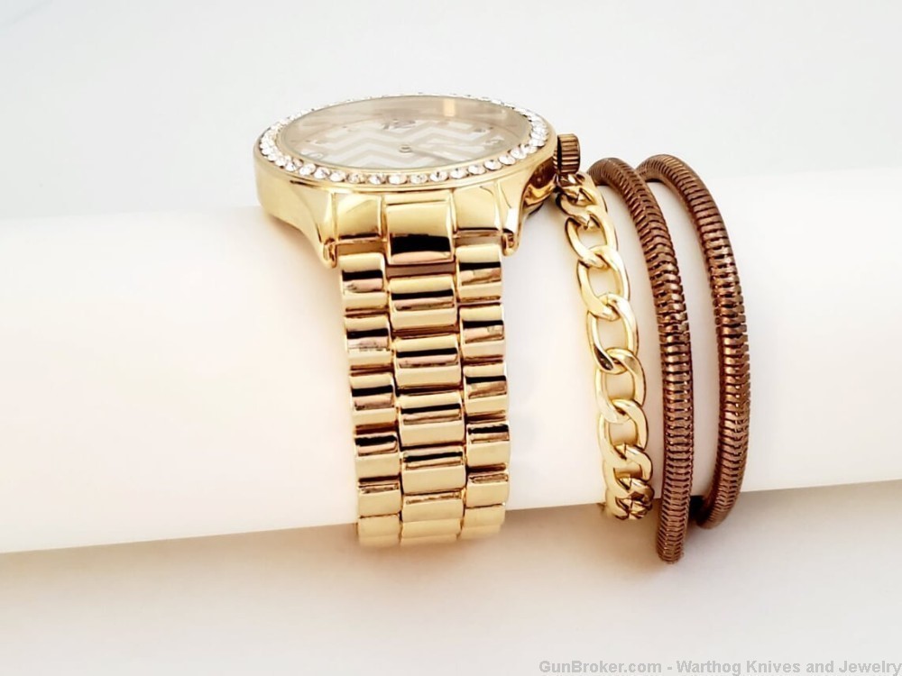 Ladies Geneva "BIG FACE" Watch & a Multilayered Bracelet. W3.*REDUCED*-img-1