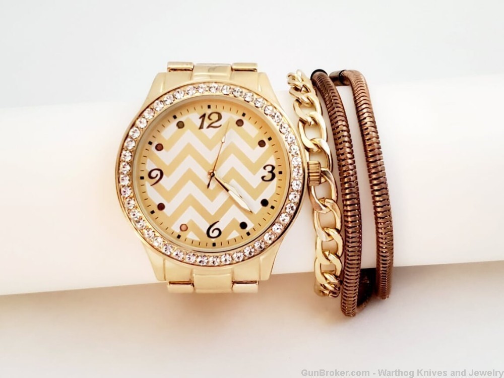 Ladies Geneva "BIG FACE" Watch & a Multilayered Bracelet. W3.*REDUCED*-img-0