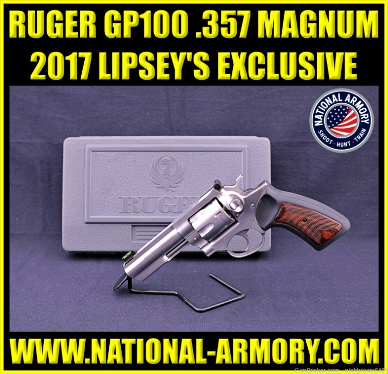 2017 LIPSEY'S EXCLUSIVE GP100 357 MAG 4.2" 6 SHOT STAINLESS STEEL STURM-img-0