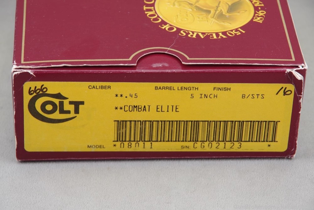 1986 Colt 1911 Combat Elite 45 ACP 5'' Blue/STS w Original Box Papers 99%-img-2