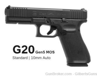 GLOCK 20 GEN 5 MOS 10mm Pistol With 3-15 Mags PA205S203MOS-img-0