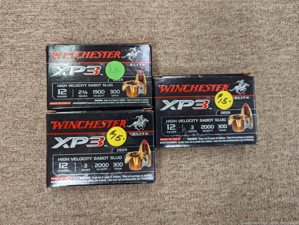 15 Rds Winchester Elite XP3 Sabot Slug 12 Ga 3" & 2.75" - FREE SHIP-img-0
