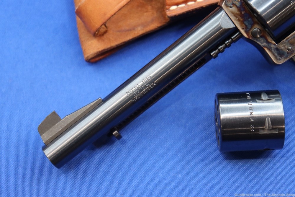 H&R INC Model 686 Revolver 22LR 22MAG Dual Cylinder CASE COLORED DA SA Wood-img-1