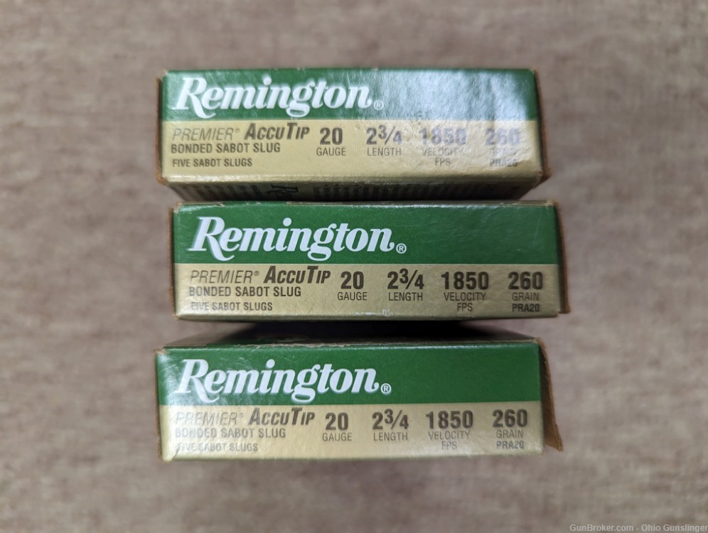 15 Rds Remington AccuTip Sabot Slug 20 Ga 2.75" - FREE SHIP-img-1