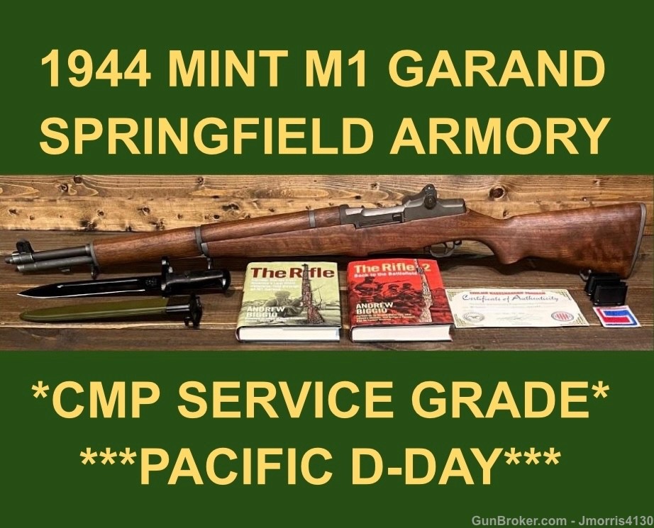 M1 GARAND 1944 SPRINGFIELD CMP SERVICE GRADE LIKE-NEW USGI BARREL 0+/1+ WW2-img-0