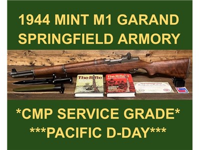 M1 GARAND 1944 SPRINGFIELD CMP SERVICE GRADE LIKE-NEW USGI BARREL 0+/1+ WW2