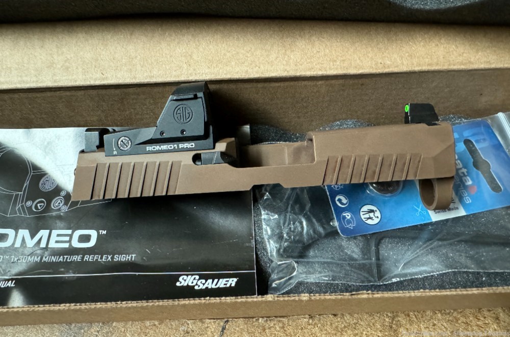Sig Sauer P320 Slide Romeo 1 Pro Red Dot 3.6" Coyote Brown Supressor Sights-img-0