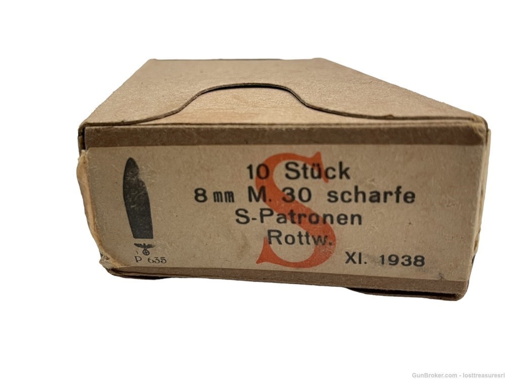 One Box Vintage 1938 German 8mm 8x56R Ammo 10 Rounds-img-9