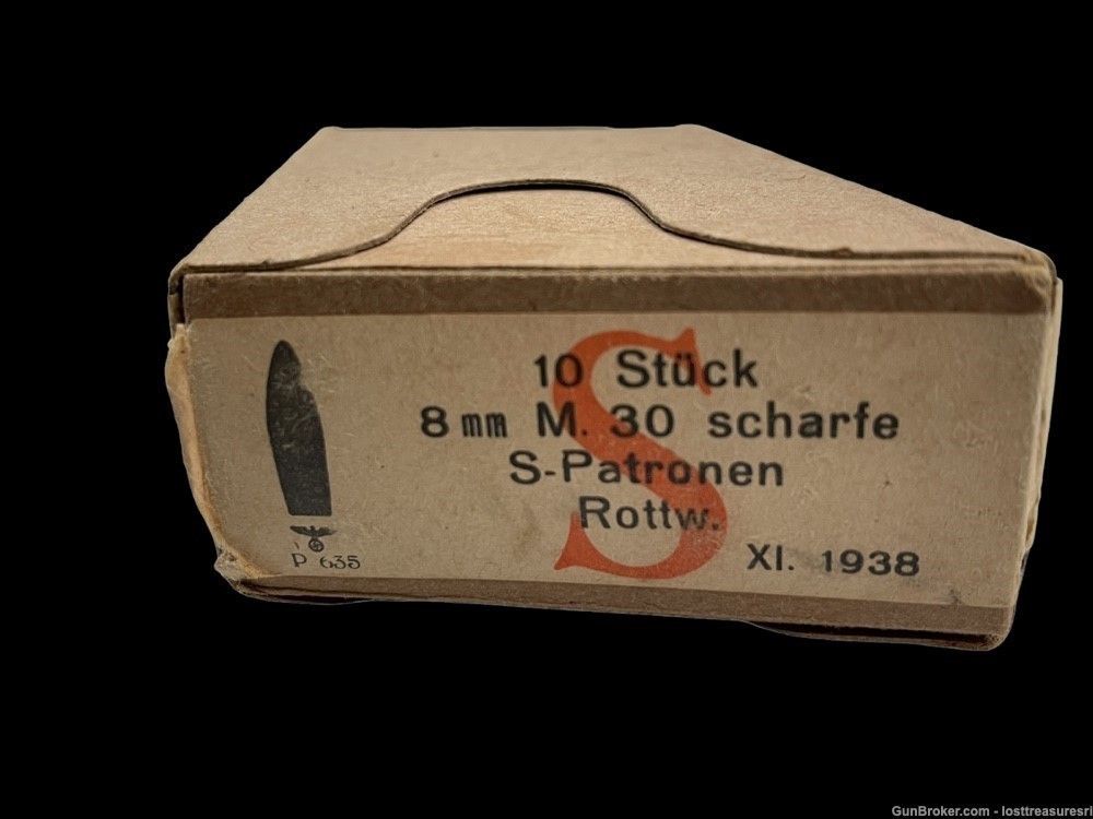 One Box Vintage 1938 German 8mm 8x56R Ammo 10 Rounds-img-8