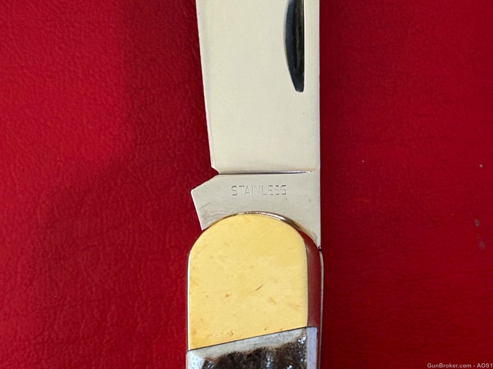 Vintage Indiana Maniago Italy Stag Lockback Pocket Knife NOS-img-7