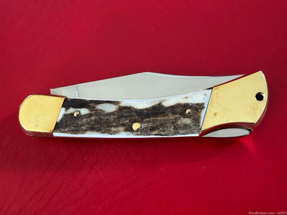 Vintage Indiana Maniago Italy Stag Lockback Pocket Knife NOS-img-4