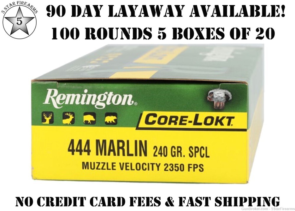  REMINGTON 444 MARLIN 240GR SP 100 rounds LAYAWAY AVAILABLE!-img-0