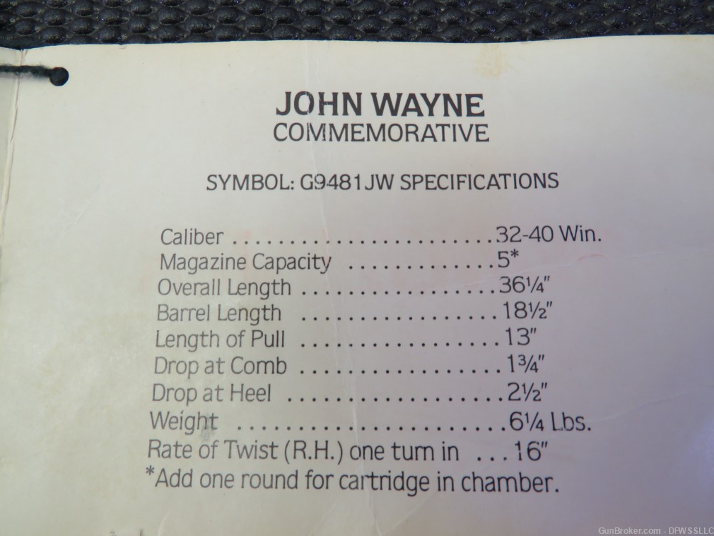 PENNY! WINCHESTER MODEL 94 JOHN WAYNE COMMEMORATIVE .32-40 WIN W/ 18.5" BRL-img-34