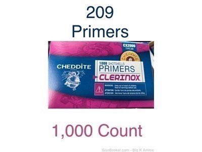 Cheddite cx2000 clerinox 209 shotshell primers 1,000 count 1000 count